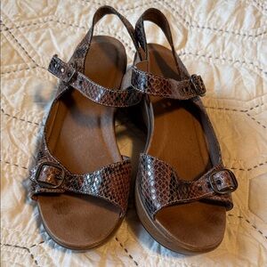 Dansko Brown Snake Print Sandals